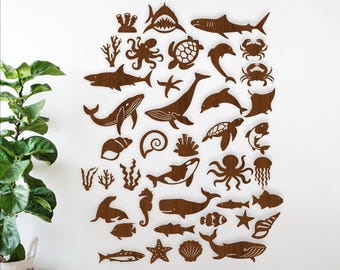 Under the Sea SVG Bundle: 23 ocean Laser Cut Files for Nursery Decor (digital download)