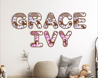 Unicorn Letter Set laser cut: Rainbow Name Sign SVG (Digital Download)
