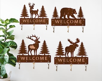Wild Animal Key Holder Bundle: Laser or Metal Cut Files (Digital Download)