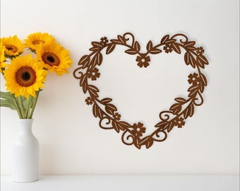 Floral Heart Wall Art: Laser Cut SVG File (Digital Download)