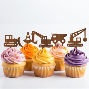 Baustelle Topper, 6 Designs SVG Laserschnitt, sofortiger Download Pdf, Dxf, Ai und Cdr Vorlage.