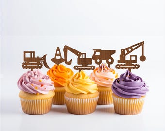 Construction Cupcake Toppers: 6 Designs, Laser Cut Files (Digital Download)