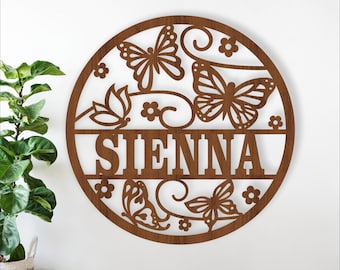 Butterfly name sign SVG laser cut personalized Butterflies home decor (digital download)