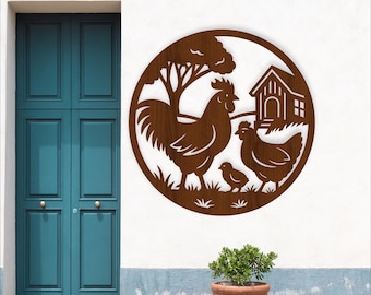 Chickens and Rooster coop wall sign - laser cut Farm home decor (digital download)