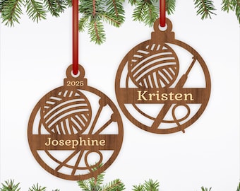 Knitting and crochet Christmas Ornament SVG Laser Cut personalized craft decoration (Digital Download)