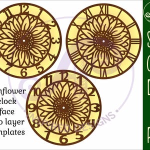 Sunflower Realistic Wall Clock Laser Cut Files, SVG File. Vector File ...