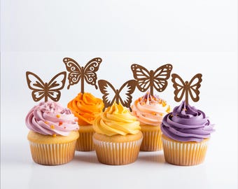Butterfly toppers, 6 designs  SVG laser cut, instant download Pdf, Dxf, Ai and Cdr template.