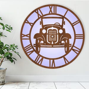 Vintage auto wandklok lasergesneden bestanden, SVG-bestand. vectorbestand ai, cdr, dxf instant download digitaal ontwerp, gesneden bestandssjabloon