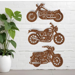 Pacchetto SVG a forma di parete per moto. 3 disegni, file vettoriali, file tagliati al laser, forme. File digitale con download istantaneo Ai, Cdr, Dxf