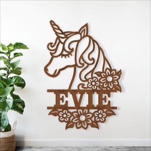 Unicorn Name Sign SVG – Laser Cut File for Girl’s Room, Door Sign, Digital download File, Kids Bedroom Decor