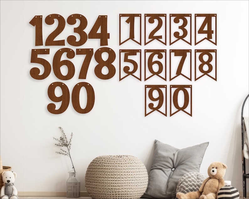 Number Bunting Banner Flags SVG Laser Cut Template (digital Download ...