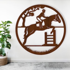 Pferd springen Wand Kunst Design SVG Laser geschnitten Dateien, Vektor Datei ai, cdr, dxf sofort Download