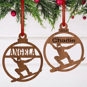 Snowboarder Weihnachtsverzierung SVG Laser geschnitten, sofortiger Download Pdf, Dxf, Ai und Cdr Vorlage.