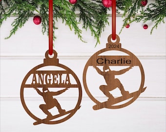 Snowboarder Christmas Ornament SVG laser cut, instant download Pdf, Dxf, Ai and Cdr template.
