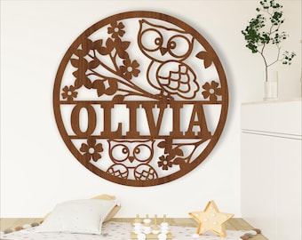 Owl Name Sign: Laser Cut Bird Wall Hanger SVG (Digital Download)