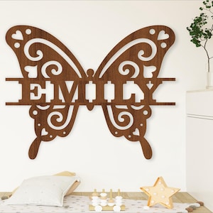 Butterfly Name Sign SVG Template: Laser Cut Door Hanger (Digital Download)