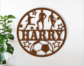 Soccer Name Sign SVG: Sports Laser Cut personalized sign Template (digital download)