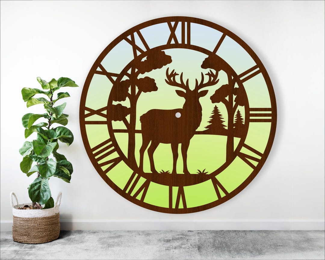 Buck, Deer Wall Clock Laser Cut Files, SVG File. Vector File Ai, Cdr ...