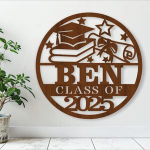 Signe de l'obtention du diplôme, fichier découpé au laser SVG, porte ou support mural sur le thème de l'école, téléchargement immédiat modèle vectoriel Ai, Cdr, Dxf
