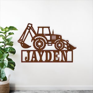 Backhoe Loader Name Sign, SVG Digger Laser Cut Construction Vehicle (Digital Download)