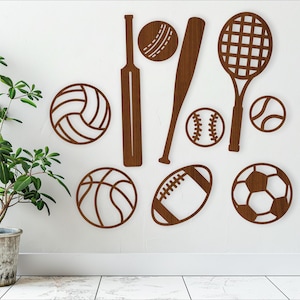Pacchetto SVG di palloni sportivi. File vettoriali di arte murale, file di taglio laser, forme. Ai, Cdr, Dxf file digitale download immediato