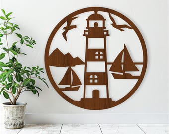 Lighthouse Wall Art SVG Laser Cut File: Coastal Decor (Digital Download)