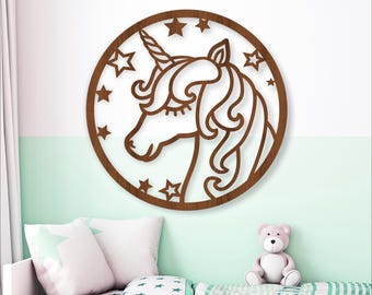 Unicorn head wall art, SVG file. vector file ai, cdr, dxf instant download digital design, laser cut, wall art animal theme