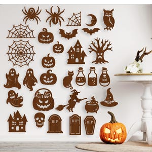 Silhouette d'Halloween découper des formes Fichiers SVG - 31 fichiers à télécharger pour la découpe laser, cricut et plus