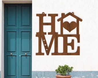 Home Word with House Sign SVG | Heart House Wall Decor (Digital Download)
