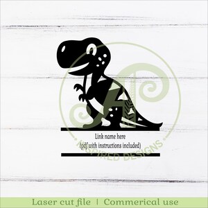 T-Rex Dino namnskylt - Dinosaur personlig laserskuren SVG-mall (digital nedladdning) bild 2
