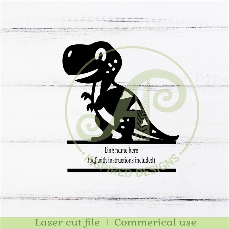 T-Rex Dino namnskylt - Dinosaur personlig laserskuren SVG-mall (digital nedladdning) bild 2