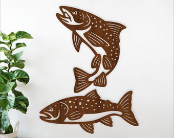 Trout Fish Silhouette Wall Art SVG - Fishing Decor for Laser & Vinyl (Digital Download)