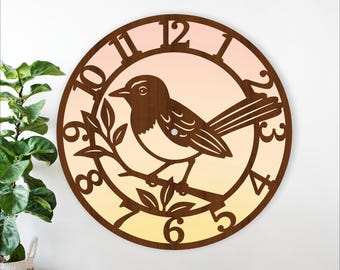 Willie Wagtail Wall Clock SVG: Australian Bird Laser Cut (Digital Download)