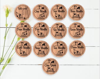 Construction Milestone Discs SVG: Nursery Theme, Laser Cut Template (Digital Download)
