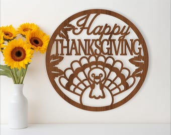 Happy Thanksgiving digital download cut file wall art, SVG file. vector file ai, cdr, dxf instant download digital design, laser cut