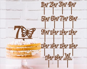 Butterfly Number Cake Topper SVG Bundle (Digital Download)
