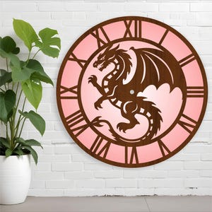 Dragon wall clock laser cut files, SVG file. vector file ai, cdr, dxf instant download digital design, cut file template