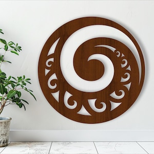 Diseño de pared circular Koru de Nueva Zelanda, archivo SVG cortado a láser, decoración de pared. Arte mural Kiwiana, archivo vectorial AI, CDR, DXF, PDF, descarga instantánea.