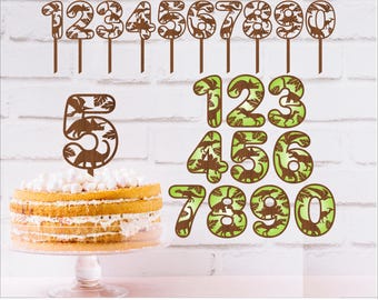 Dinosaur Numbers SVG: Cake Topper & Wall Decor (Digital Download)