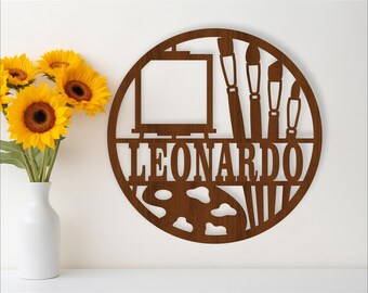 Artist Name Sign SVG: Painting Theme, Laser Cut Template (Digital Download)