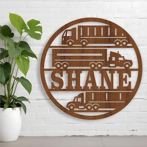 LKW Namensschild Laserschnitt SVG-Datei - digitaler Download LKW-Thema Wandschild personalisiert