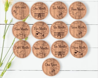 Airplane Milestone Discs SVG: Baby Monthly Laser Cut Designs (digital download)