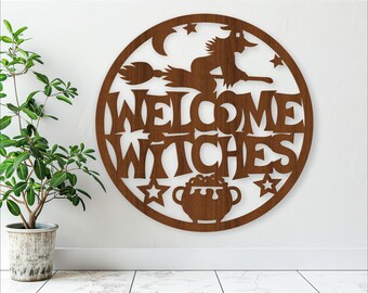 Welcome Witches Wall Sign: Laser Cut Halloween Decor (Digital Download)