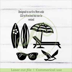 Beach Silhouette SVG Bundle, Summer Laser Cut Files, 30 Beach Icons (Digital Download) image 5