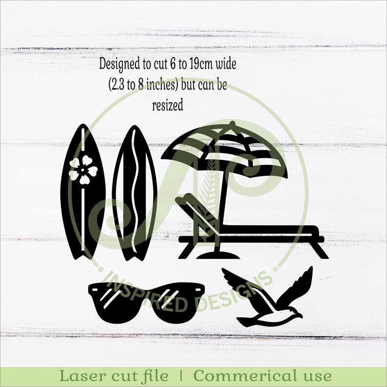 Beach Silhouette SVG Bundle, Summer Laser Cut Files, 30 Beach Icons (Digital Download) image 5