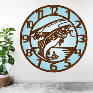 Archivos de corte láser para reloj de pared de bacalao del Atlántico, archivo SVG, archivo vectorial, descarga instantánea, diseño digital, plantilla de archivo de corte