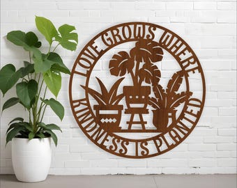 Love Grows Plant Wall Art Sign: Laser Cut Files (Digital Download)