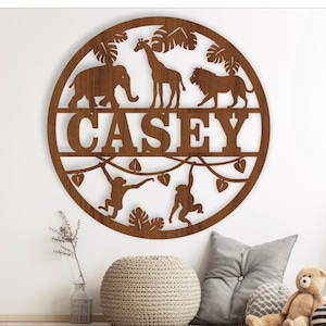 signe de nom d'animaux sauvages, SVG, porte sur le thème des animaux ou suspension murale, modèle découpé au laser, téléchargement immédiat fichier vectoriel Ai, Cdr, Dxf