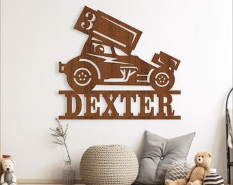 Dirt Racer Name Sign - Racing Personalized Laser Cut Wall Decor SVG (Digital Download)
