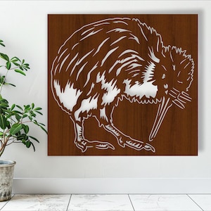 Recortes quadrados de pássaro kiwi da Nova Zelândia, arquivo cortado a laser, tema da Nova Zelândia. arquivo vetorial SVG, ai, cdr, dxf download instantâneo